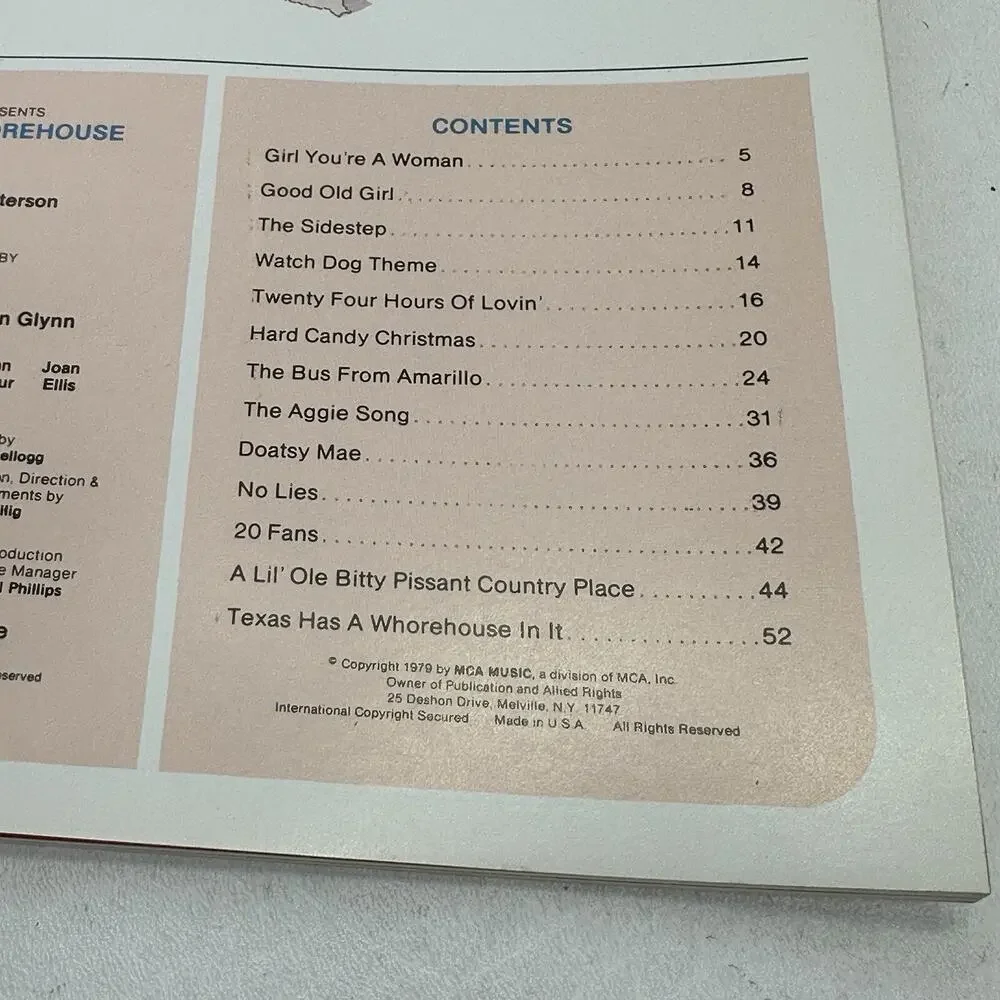 Best Little Whorehouse In Texas Vocal Selections Songbook Carol Hall 1979